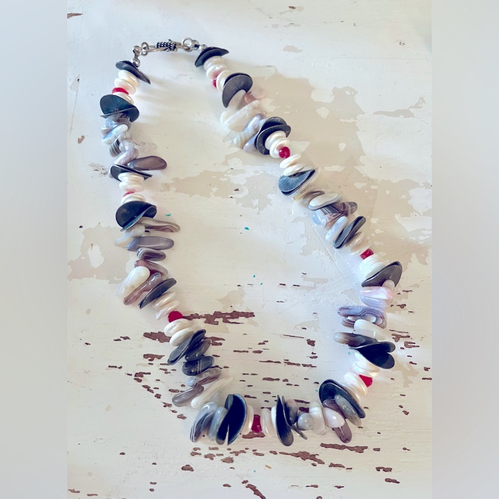 Natural Stone Pearl Crystal Necklace